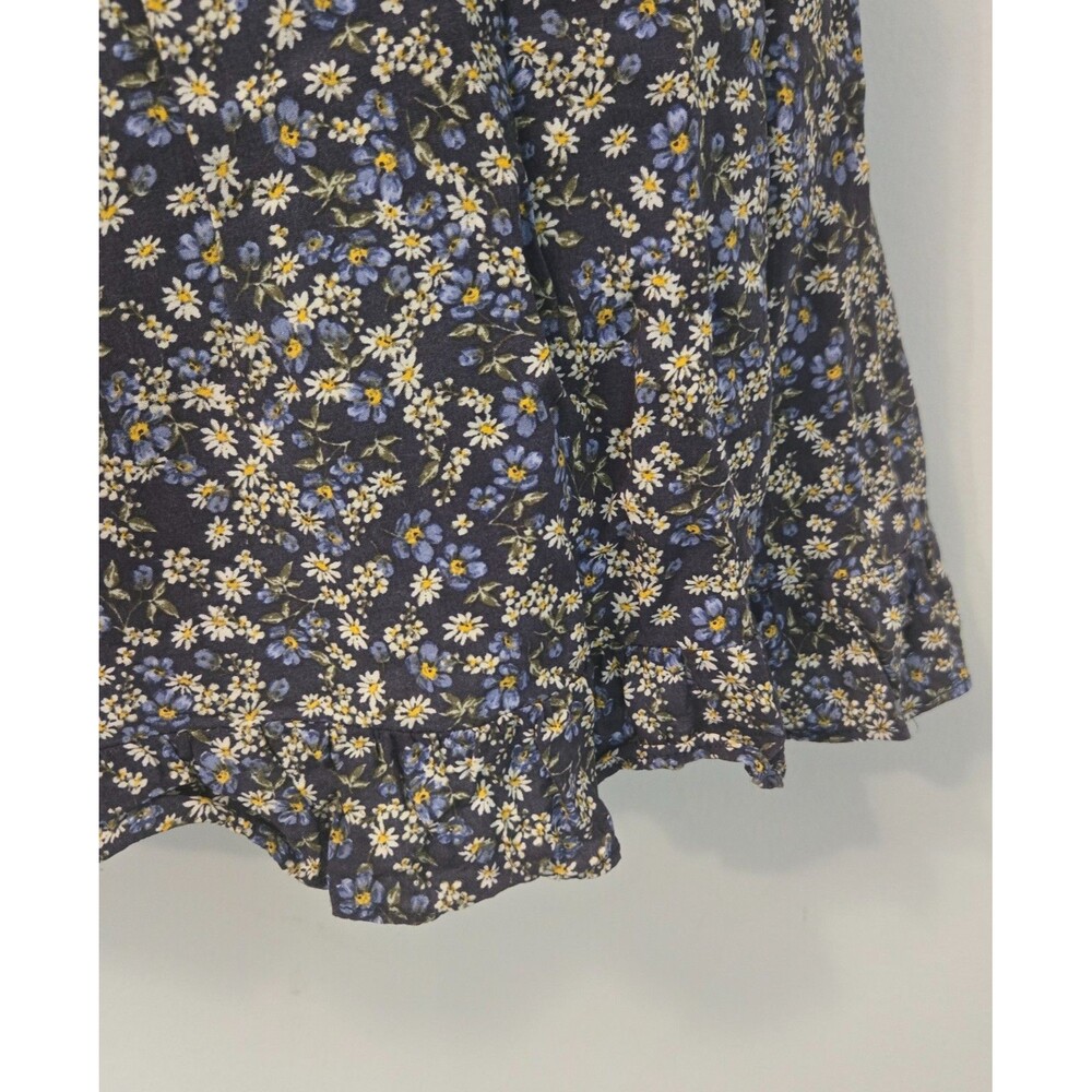 Womens Floral Mini Dress Lrg  Babydoll Fairy Grunge Coquette Tie Puff Front - Picture 8 of 16